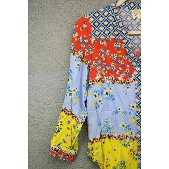 Fig & Flower Long Sleeve Button-Up Floral Blouse-P/S-Cottagecore-Mixed Prints - Picture 3 of 11